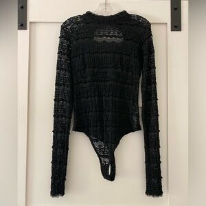 NWT Free People Lace Mock-neck Bodysuit, size large